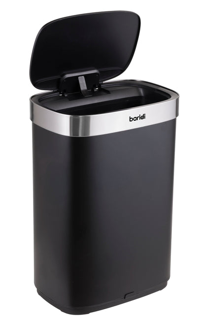 Baridi Sensor Bin, 65L Capacity, Black/Stainless Steel – DH282