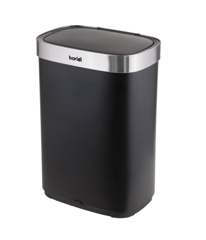 Baridi Sensor Bin, 65L Capacity, Black/Stainless Steel – DH282
