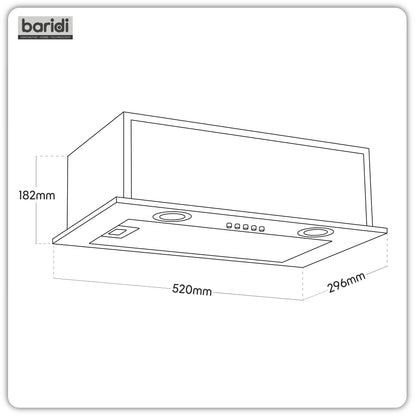 Baridi Built-In Cooker Hood 52cm with 5 Layer Filter, Stainless Steel - DH284