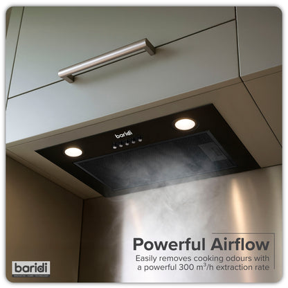 Baridi Built-In Cooker Hood 52cm with 5 Layer Filter, Black - DH285