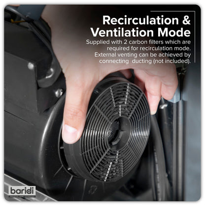 Baridi Built-In Cooker Hood 52cm with 5 Layer Filter, Black - DH285