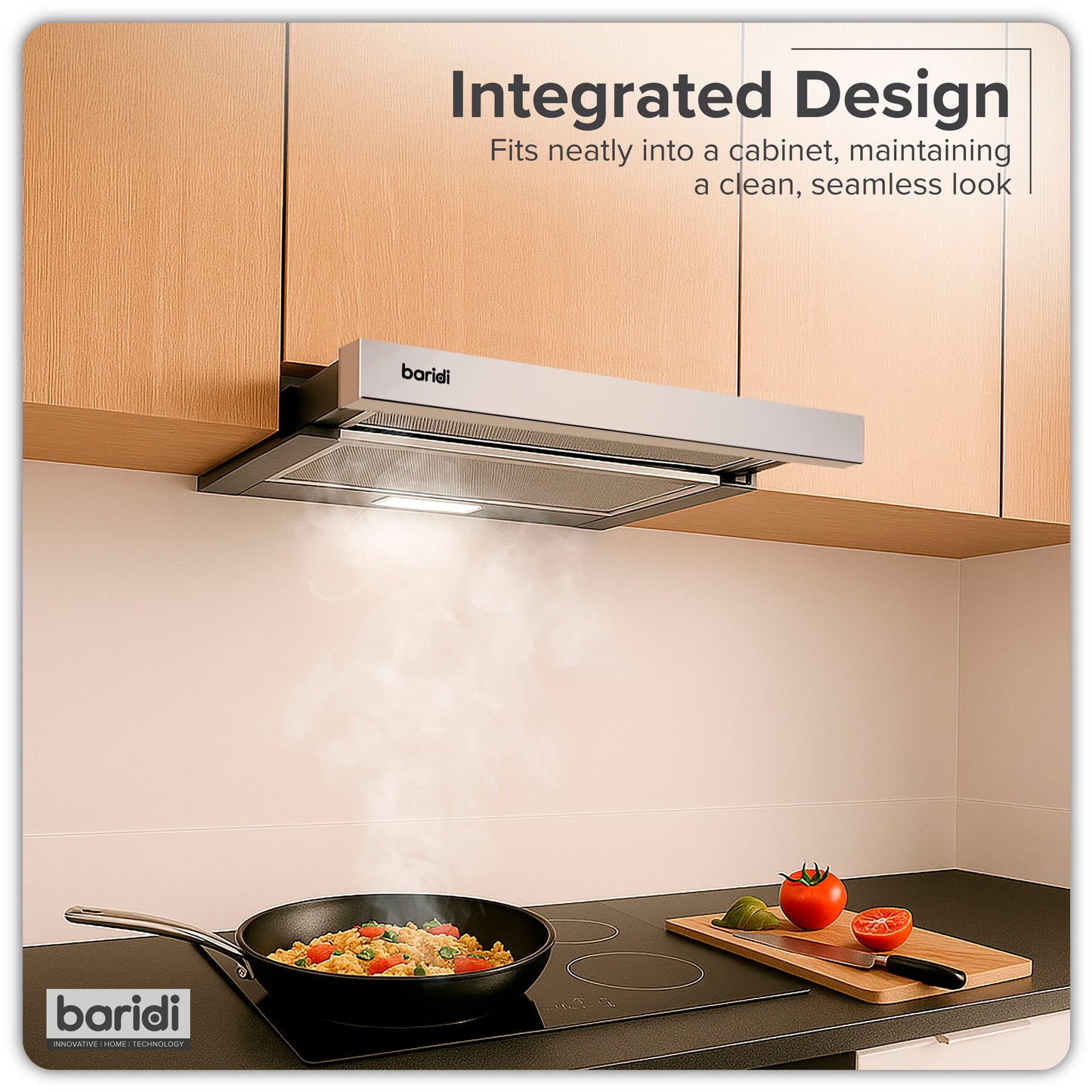 Baridi Telescopic Cooker Hood, 60cm with Aluminium Filters, Stainless Steel – DH286