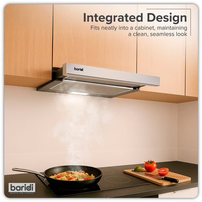 Baridi Telescopic Cooker Hood, 60cm with Aluminium Filters, Stainless Steel – DH286