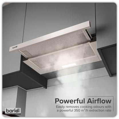Baridi Telescopic Cooker Hood, 60cm with Aluminium Filters, Stainless Steel – DH286