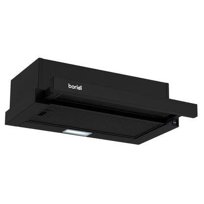 Baridi Telescopic Cooker Hood, 60cm with Aluminium Filters, Black – DH287