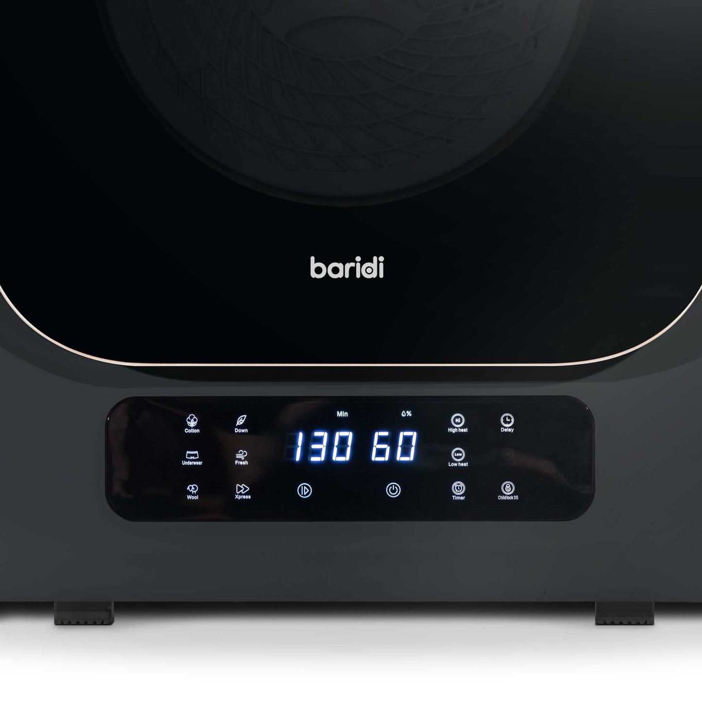 Baridi Mini Tabletop Tumble Dryer with Digital Controls, 2.5kg Capacity, includes wall mounted brackets - DH229