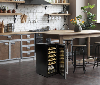 Baridi 18 Bottle Wine Cooler Fridge with Touch Screen Controls & LED Light, Stainless Steel - DH29