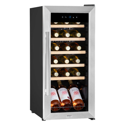 Baridi 18 Bottle Wine Cooler Fridge with Touch Screen Controls & LED Light, Stainless Steel - DH29