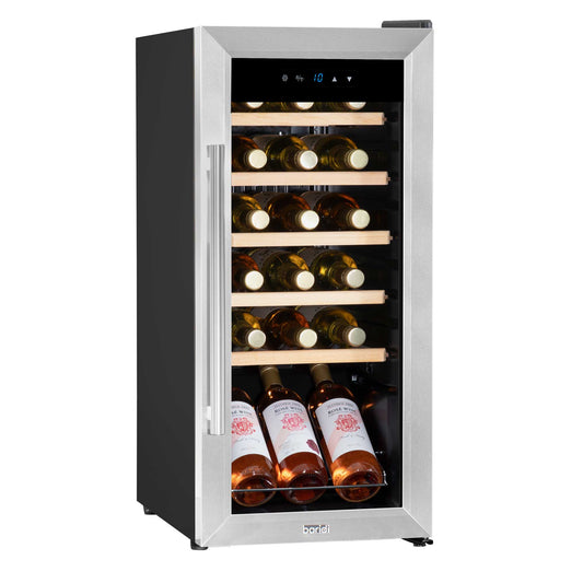 Baridi 18 Bottle Wine Cooler Fridge with Touch Screen Controls & LED Light, Stainless Steel - DH29