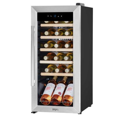 Baridi 18 Bottle Wine Cooler Fridge with Touch Screen Controls & LED Light, Stainless Steel - DH29