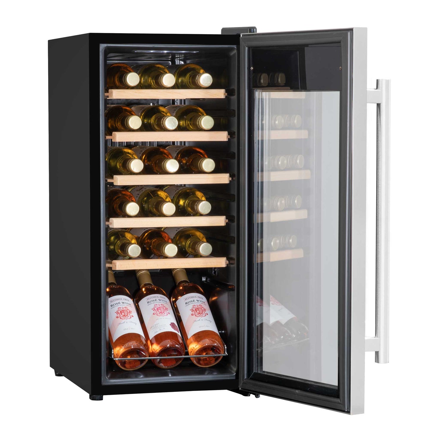 Baridi 18 Bottle Wine Cooler Fridge with Touch Screen Controls & LED Light, Stainless Steel - DH29
