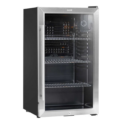 Baridi 85L Under Counter Drinks, Beer & Wine Cooler Fridge with Light, Stainless Steel - DH31