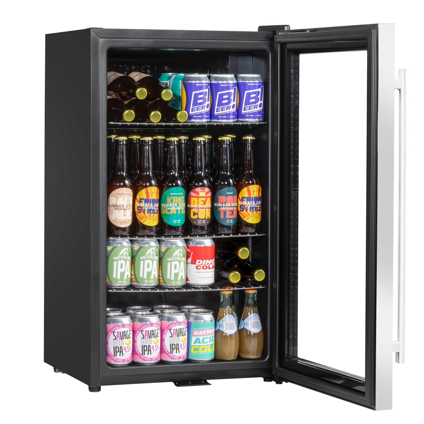 Baridi 85L Under Counter Drinks, Beer & Wine Cooler Fridge with Light, Stainless Steel - DH31