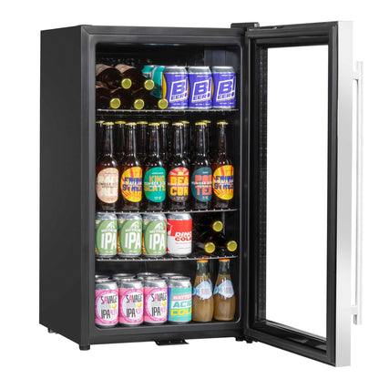 Baridi 85L Under Counter Drinks, Beer & Wine Cooler Fridge with Light, Stainless Steel - DH31
