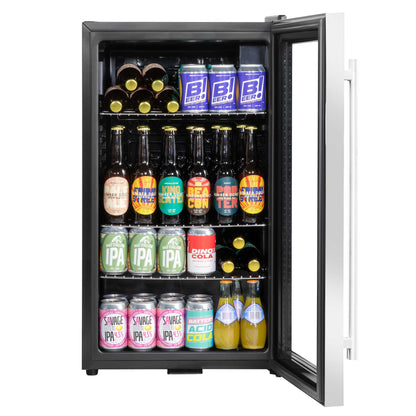 Baridi 85L Under Counter Drinks, Beer & Wine Cooler Fridge with Light, Stainless Steel - DH31