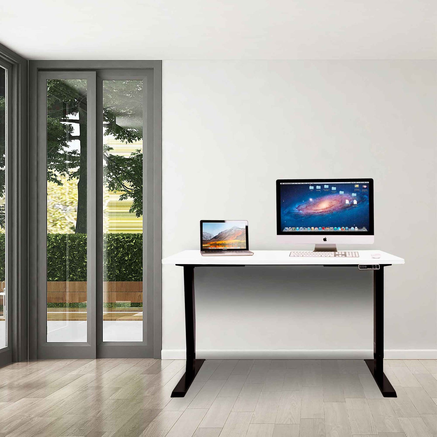 White Electric Height Adjustable Standing Desk, 1400 x 700mm Dual Motor 100kg - DH32