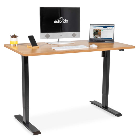 Oak Electric Height Adjustable Standing Desk, Office Quiet & Fast 1400 x 700mm - DH242