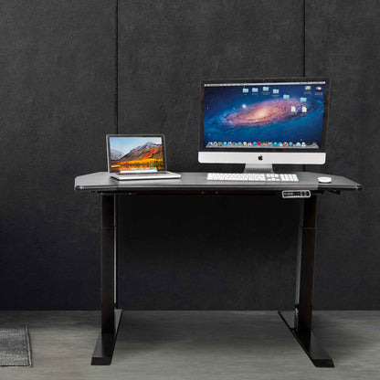 Carbon Fibre Effect Electric Height Adjustable Standing Desk with Memory, Quiet, 1400 x 700mm - DH43