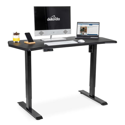 Carbon Fibre Effect Electric Height Adjustable Standing Desk with Memory, Quiet, 1400 x 700mm - DH43