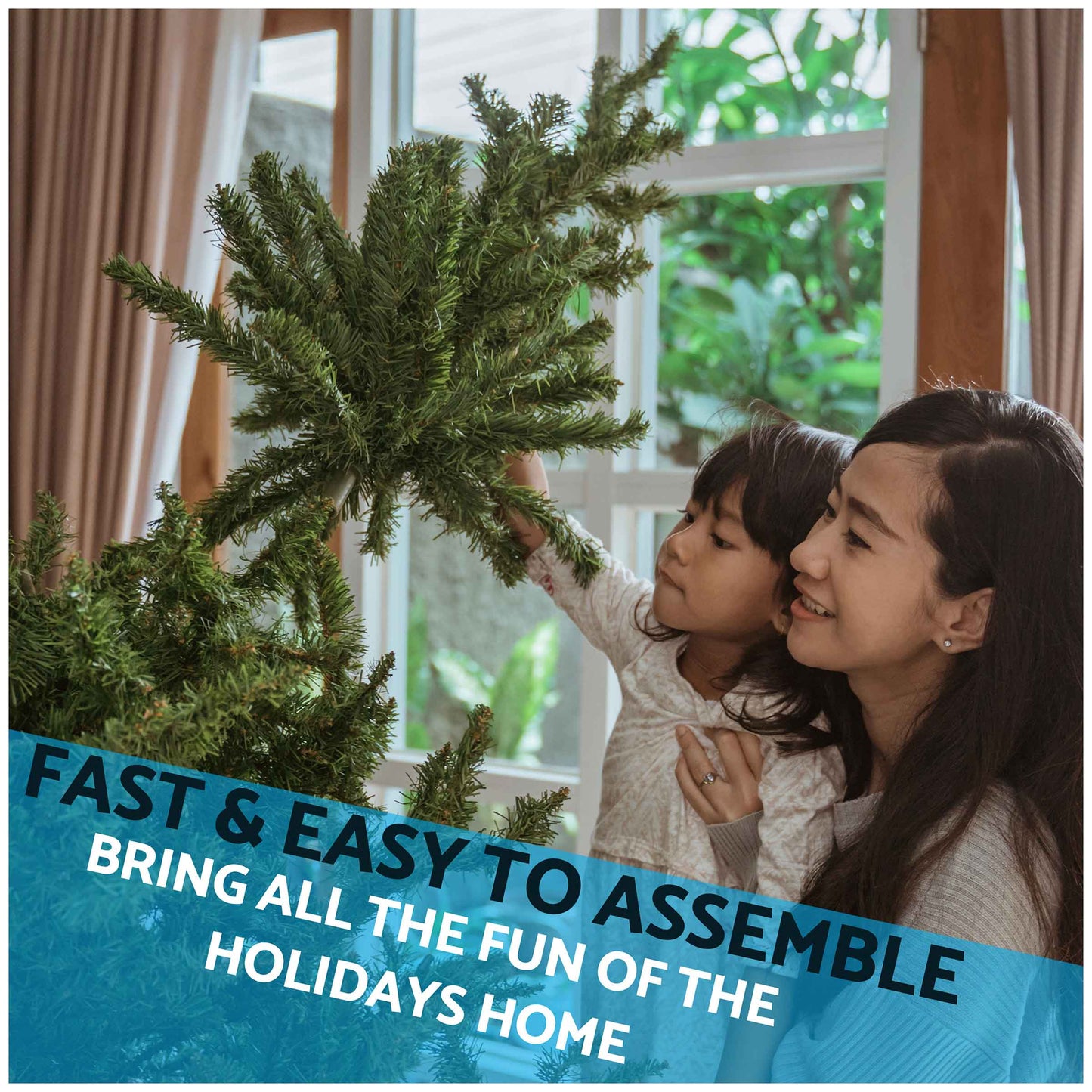 Artificial Hinged Christmas Tree, 5ft/150cm with 750+ PE Tips & PVC Interior - DH44