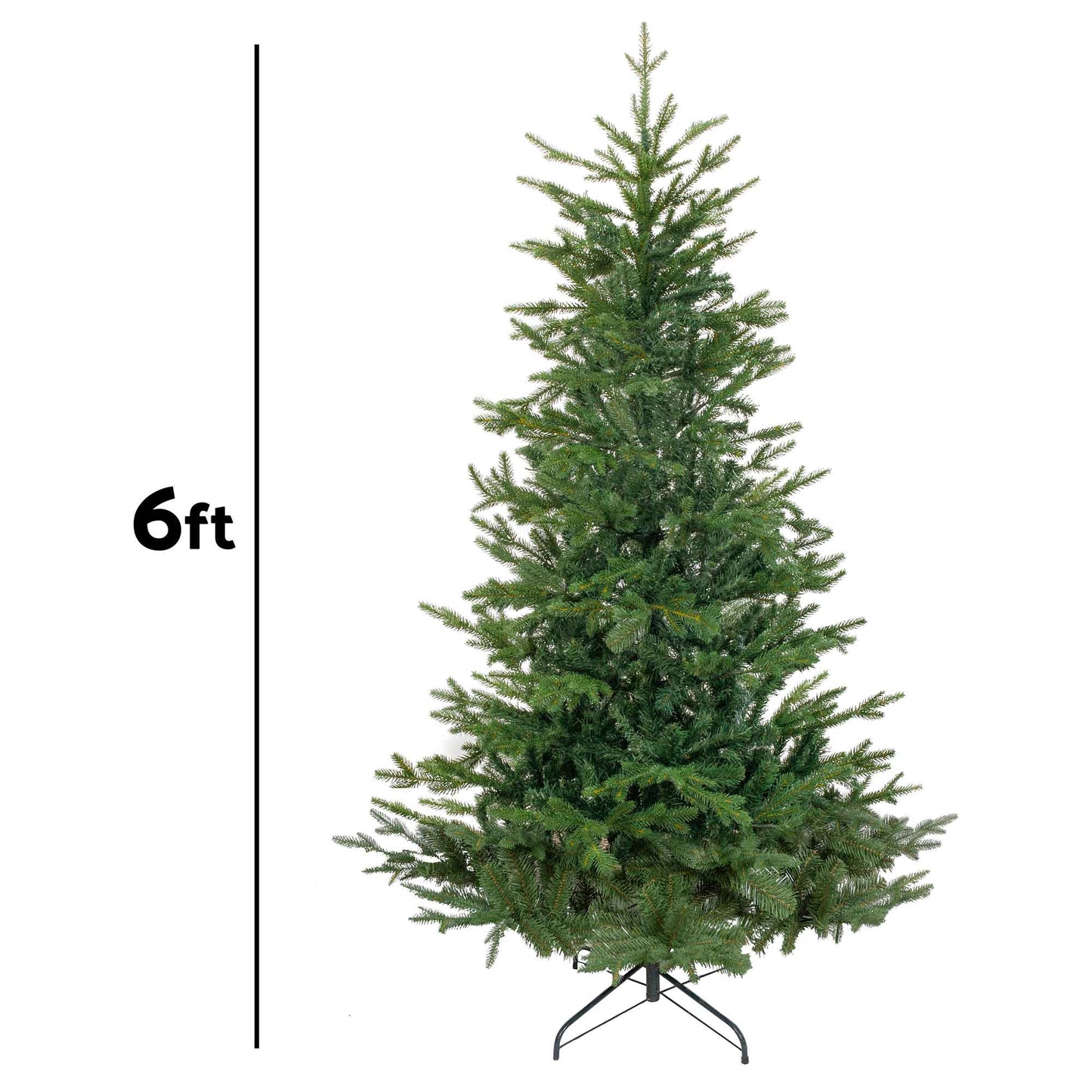 Artificial Hinged Christmas Tree, 6ft/180cm with 1200+ PE Tips & PVC Interior - DH45