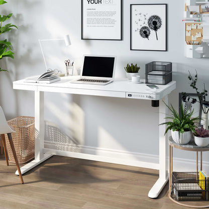 Height Adjustable Sit & Stand Desk with USB, Electric Standing, White, 1200 x 600mm - DH54