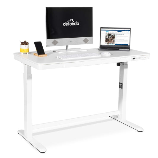 Height Adjustable Sit & Stand Desk with USB, Electric Standing, White, 1200 x 600mm - DH54