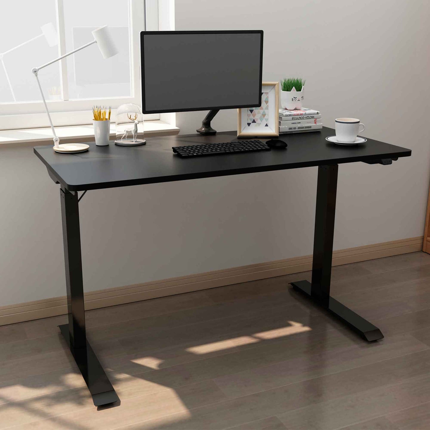 Height Adjustable Sit & Stand Desk, Electric Standing, Black, 1200 x 600mm - DH55