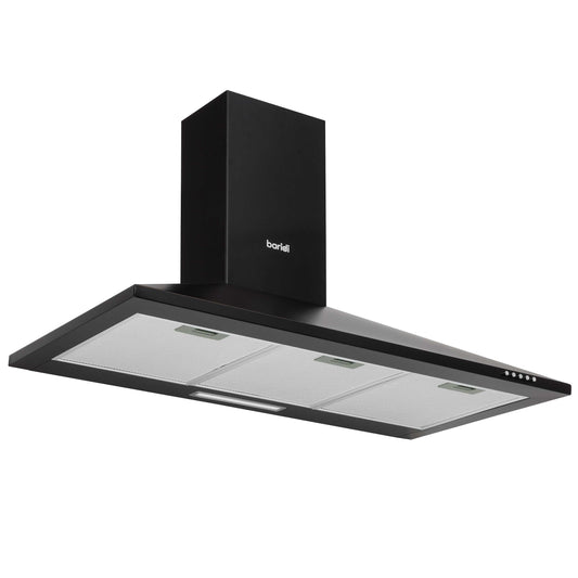Baridi 90cm Chimney Style Cooker Hood with Carbon Filters, Black - DH59
