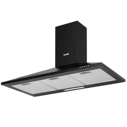Baridi 90cm Chimney Style Cooker Hood with Carbon Filters, Black - DH59