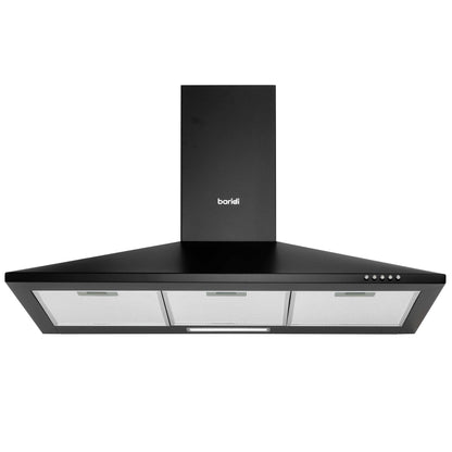 Baridi 90cm Chimney Style Cooker Hood with Carbon Filters, Black - DH59