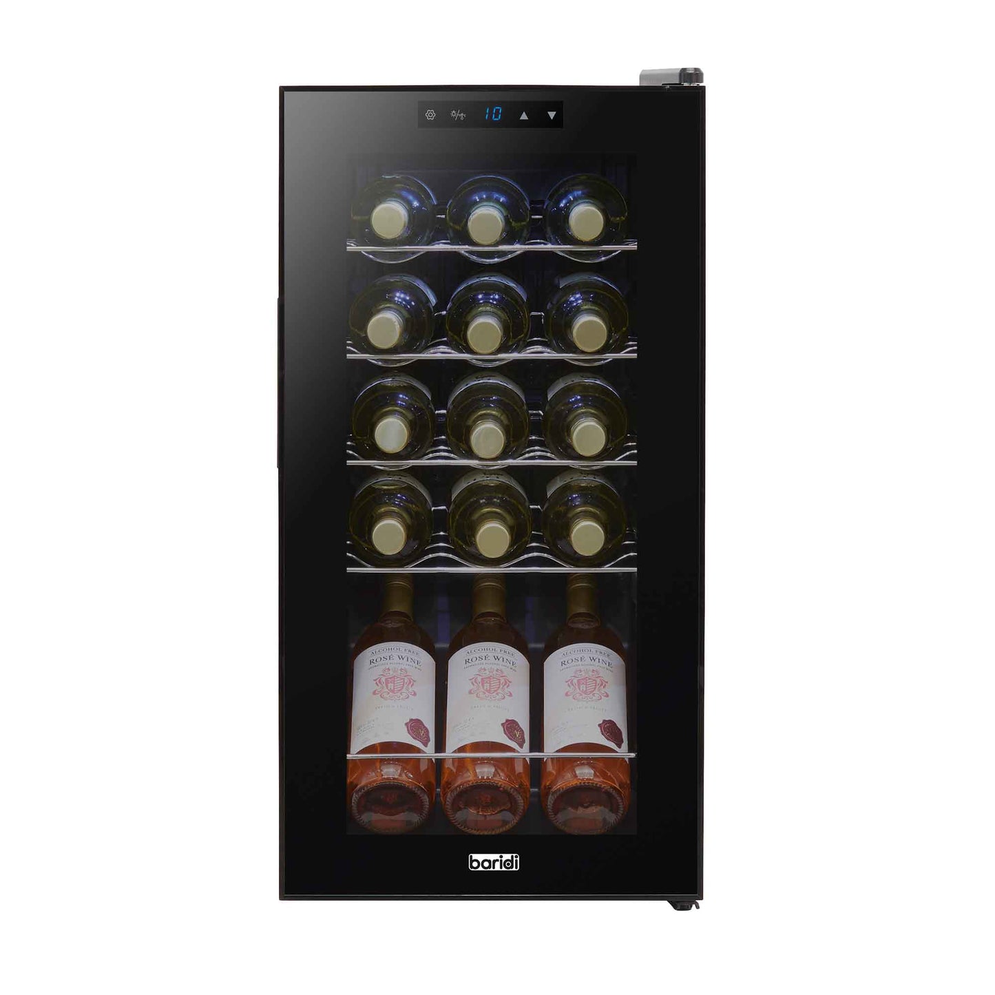 Baridi 15 Bottle Wine Fridge with Touch Controls & LED Light, Black - DH5