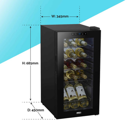 Baridi 15 Bottle Wine Fridge with Touch Controls & LED Light, Black - DH5