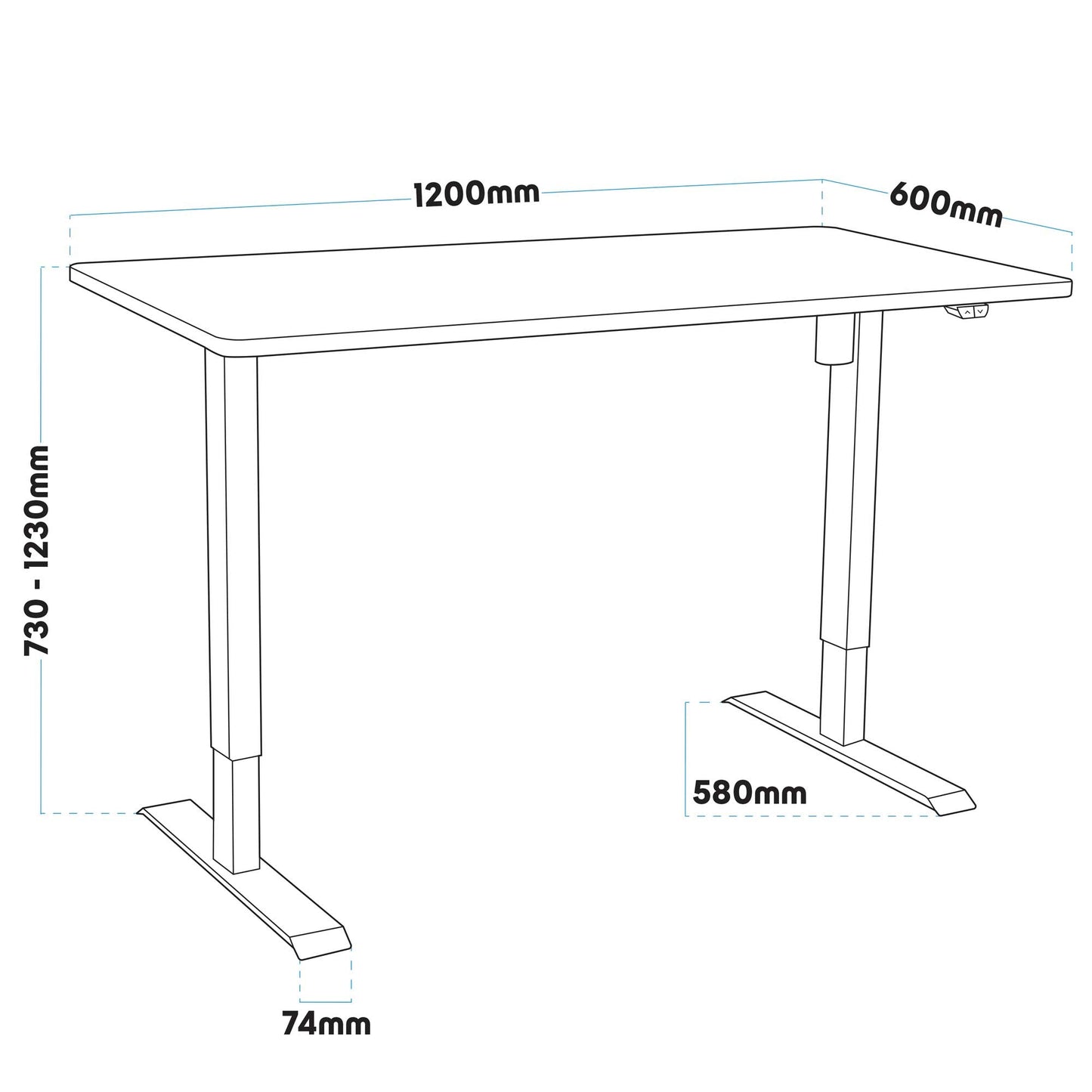 Single Motor Height Adjustable Sit & Stand Desk, Oak, 1200 x 600mm - DH66