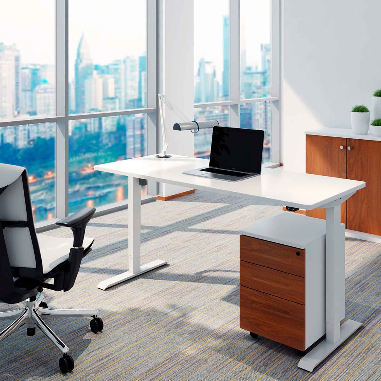 Single Motor Height-Adjustable Electric Sit & Stand Desk with White Desktop - DH67