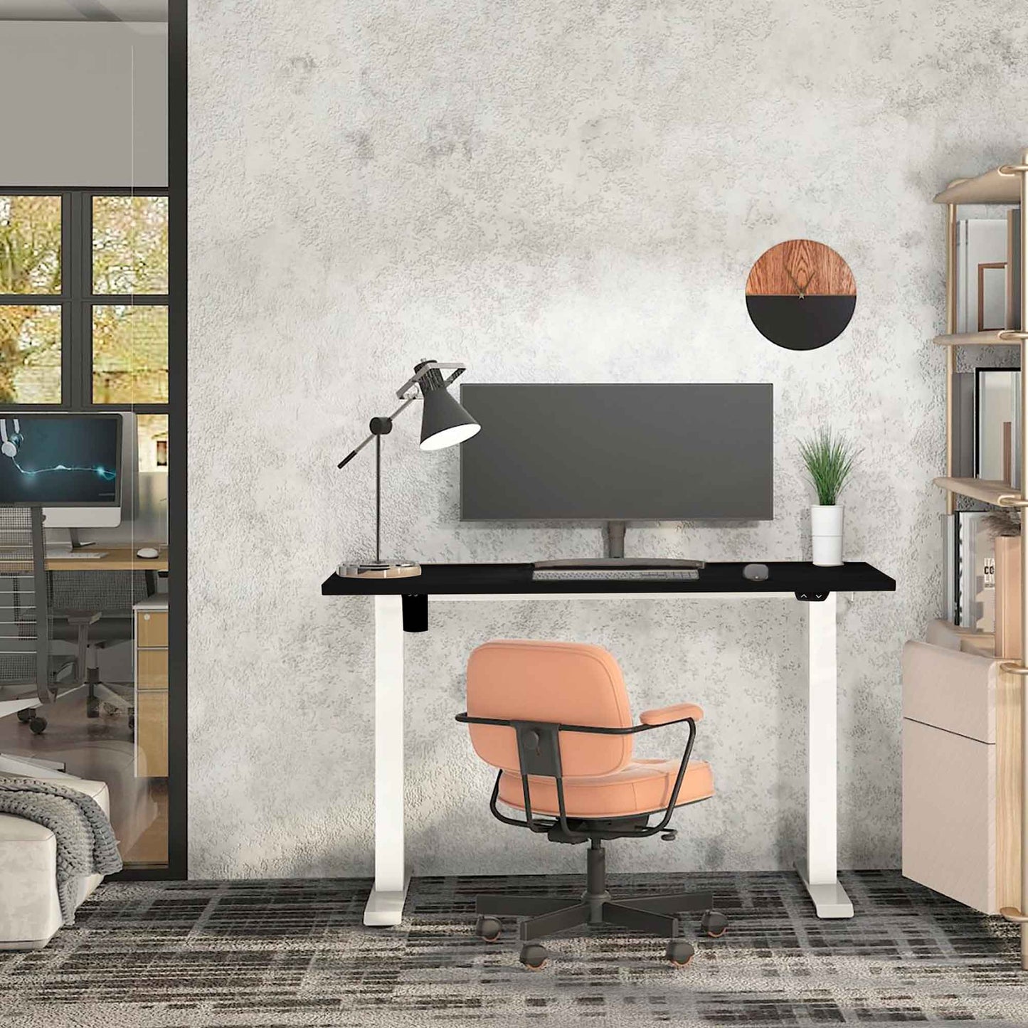 Single Motor Height-Adjustable Electric Sit & Stand Desk with Black Desktop - DH69