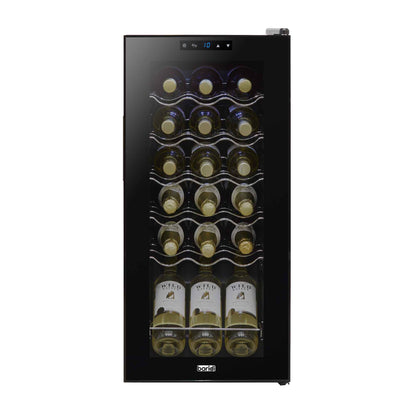 Baridi 18 Bottle Wine Cooler Fridge with Digital Touch Screen Controls & LED Light, Black - DH6