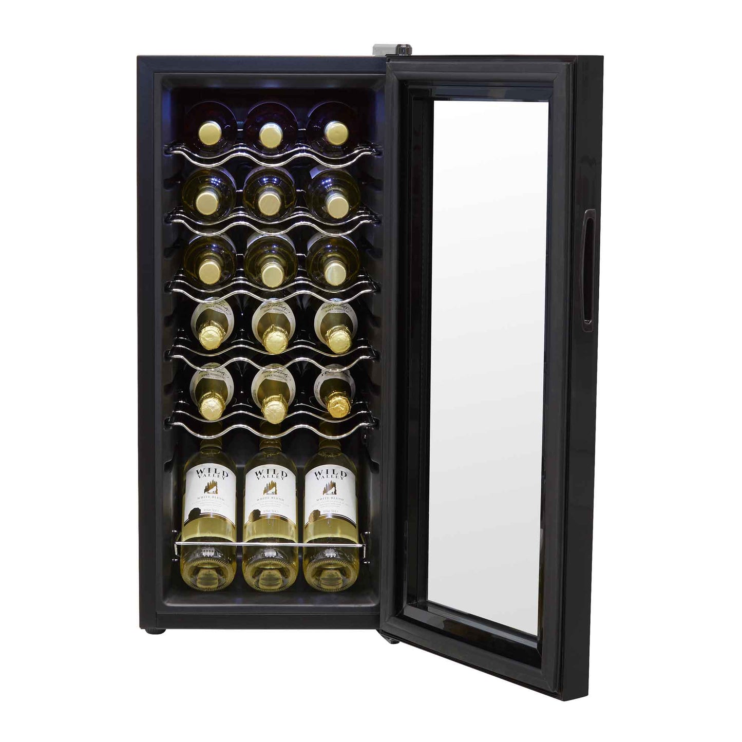 Baridi 18 Bottle Wine Cooler Fridge with Digital Touch Screen Controls & LED Light, Black - DH6