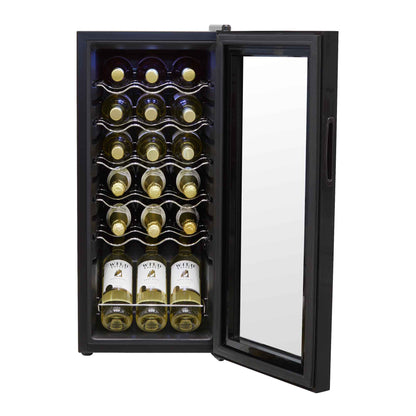 Baridi 18 Bottle Wine Cooler Fridge with Digital Touch Screen Controls & LED Light, Black - DH6