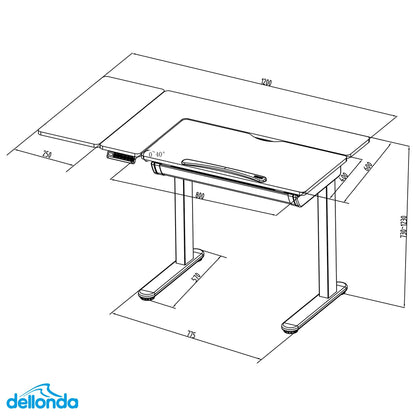 Electric Standing Drafting Desk, Drawing Sit/Stand Table with 0°-40° Tilt & Drawer - DH71