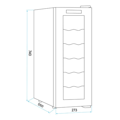 Baridi 12 Bottle Wine Fridge Cooler, Super Quiet 25dB, Touch Control, LED - Black - DH73