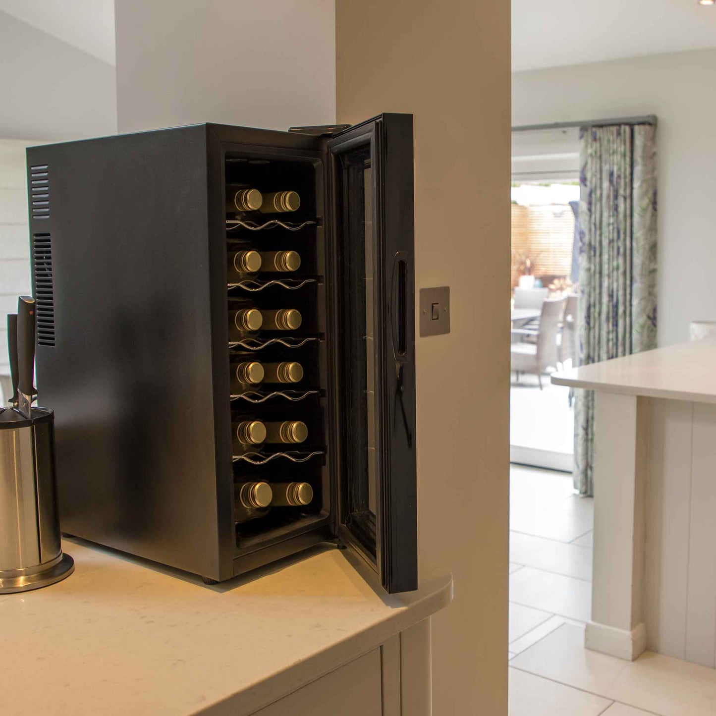 Baridi 12 Bottle Wine Fridge Cooler, Super Quiet 25dB, Touch Control, LED - Black - DH73