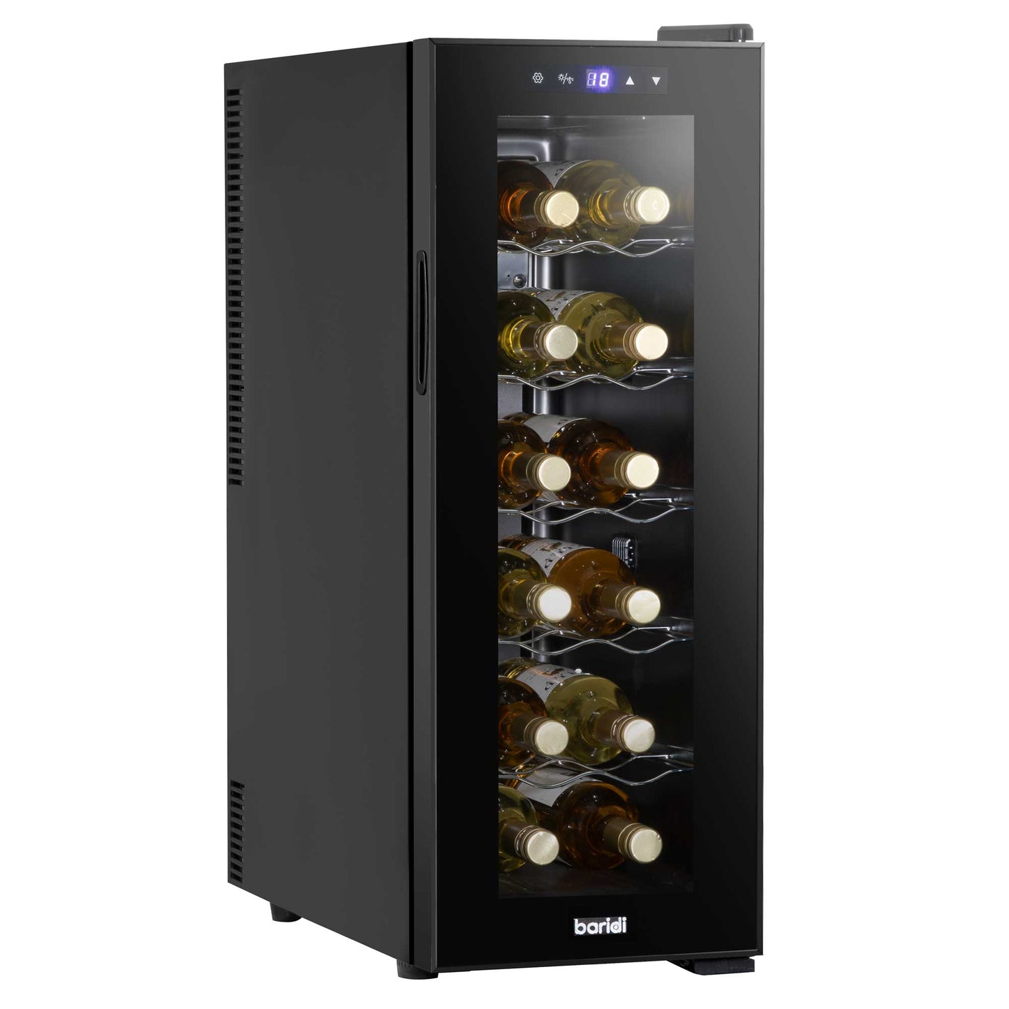 Baridi 12 Bottle Wine Fridge Cooler, Super Quiet 25dB, Touch Control, LED - Black - DH73