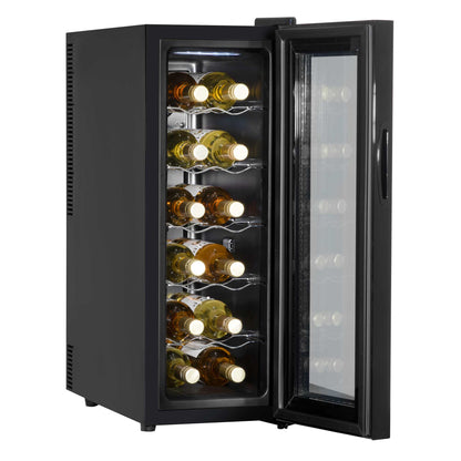 Baridi 12 Bottle Wine Fridge Cooler, Super Quiet 25dB, Touch Control, LED - Black - DH73