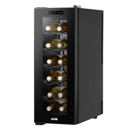 Baridi 12 Bottle Wine Fridge Cooler, Super Quiet 25dB, Touch Control, LED - Black - DH73