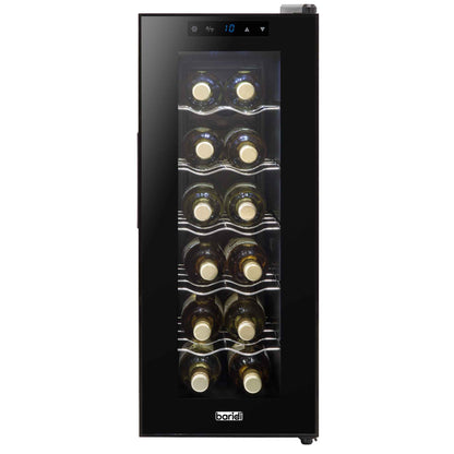 Baridi 12 Bottle Wine Fridge Cooler, Super Quiet 25dB, Touch Control, LED - Black - DH73