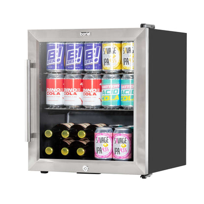 Baridi 50L Mini Drinks & Beer Fridge/Wine Cooler with LED Light, Stainless Steel - DH75
