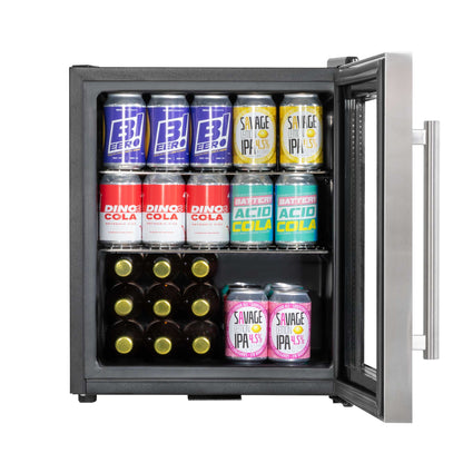 Baridi 50L Mini Drinks & Beer Fridge/Wine Cooler with LED Light, Stainless Steel - DH75