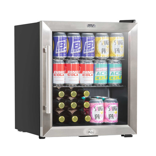 Baridi 50L Mini Drinks & Beer Fridge/Wine Cooler with LED Light, Stainless Steel - DH75