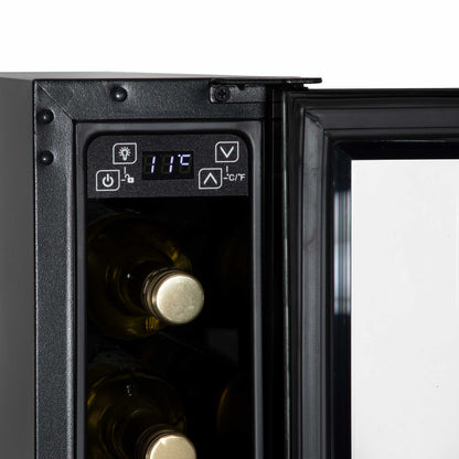 Baridi 7 Bottle 15cm Slim Wine Cooler with Digital Touch Screen Controls - Black - DH76